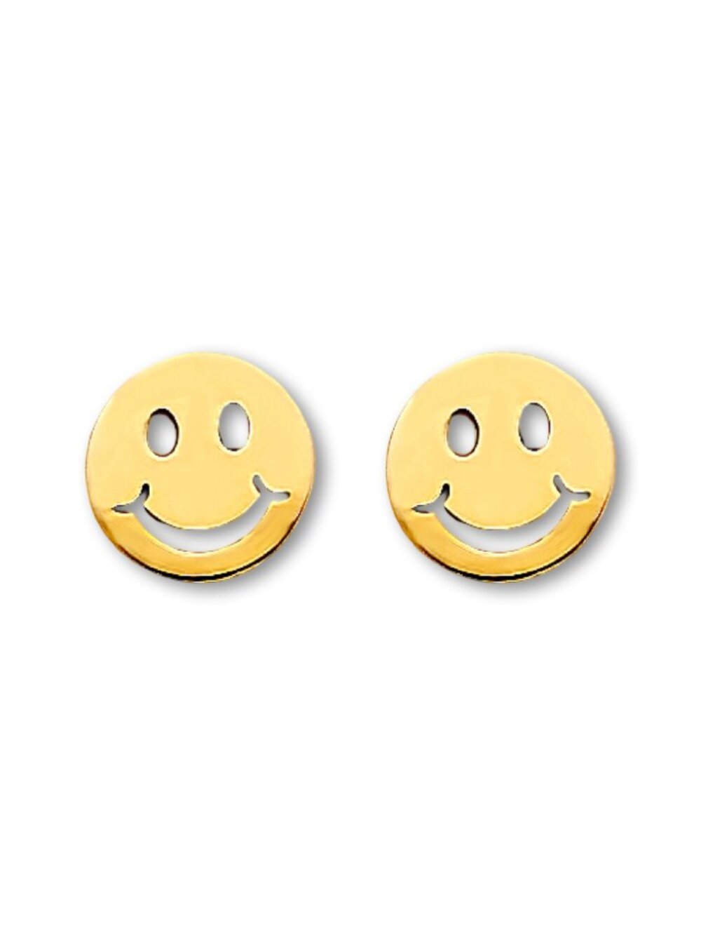 14K Yellow Gold Smiling Emoji Stud Earrings | Fun Jewelry By Tehrani Jewelry